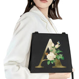 Golden Flower Commuter Shoulder Bag - Initial Name Letter Print