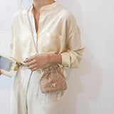 Straw Woven Flower Embroidery Shoulder Bag for Women