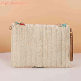 Vintage Straw Woven Crossbody Bag Wallet Soft Solid