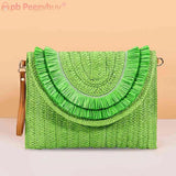 Vintage Straw Woven Crossbody Bag Wallet Soft Solid