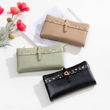 Priti long women's purse Pu small fresh buckle zipper multifunctional