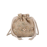 Women Straw Beach Bag Flower Embroidery Crossbody Handbag