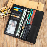 Men's Long Leather Wallet Cowhide Bamboo Embossed Coin Purse