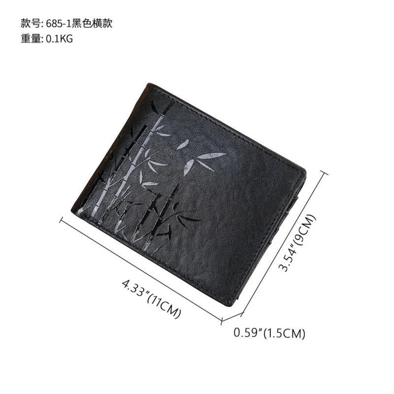 Men's Long Leather Wallet Cowhide Bamboo Embossed Coin Purse