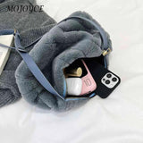 Autumn Winter Ladies Crossbody Rhombus Pattern Plush Underarm Bag