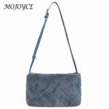 Autumn Winter Ladies Crossbody Rhombus Pattern Plush Underarm Bag