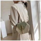 Vintage Straw Beach Bags Woven Shoulder Bag Circle Rattan Bohemian Handbags