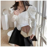 Vintage Straw Beach Bags Woven Shoulder Bag Circle Rattan Bohemian Handbags