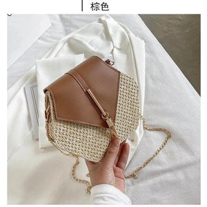 Vintage Straw Beach Bags Woven Shoulder Bag Circle Rattan Bohemian Handbags