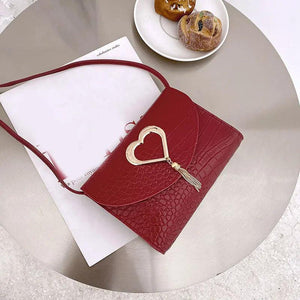 Tassel Heart Mini Shoulder Bag for Women Girls Purses Handbags