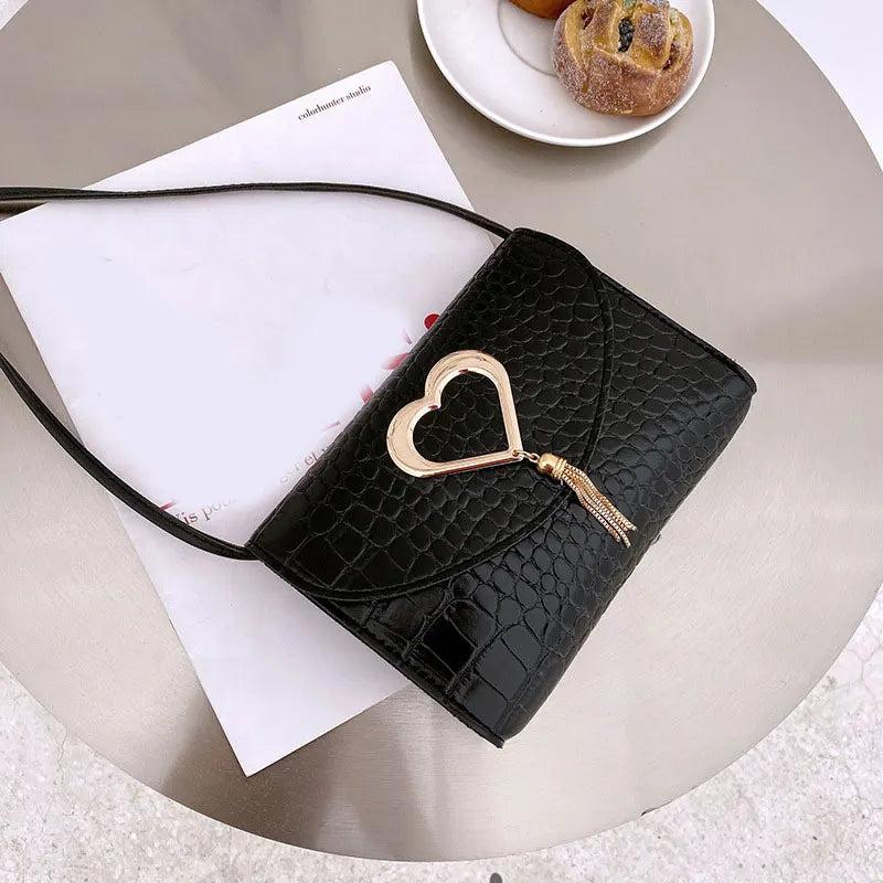 Tassel Heart Mini Shoulder Bag for Women Girls Purses Handbags