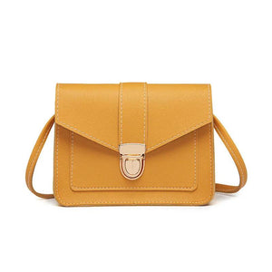 Yellow Mini Crossbody Bag for Women PU Leather Shoulder Messenger