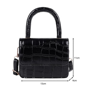 Women Leather Mini Shoulder Handbags Lady Stone Pattern Casual Tote