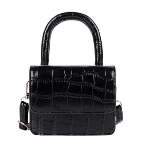 Women Leather Mini Shoulder Handbags Lady Stone Pattern Casual Tote