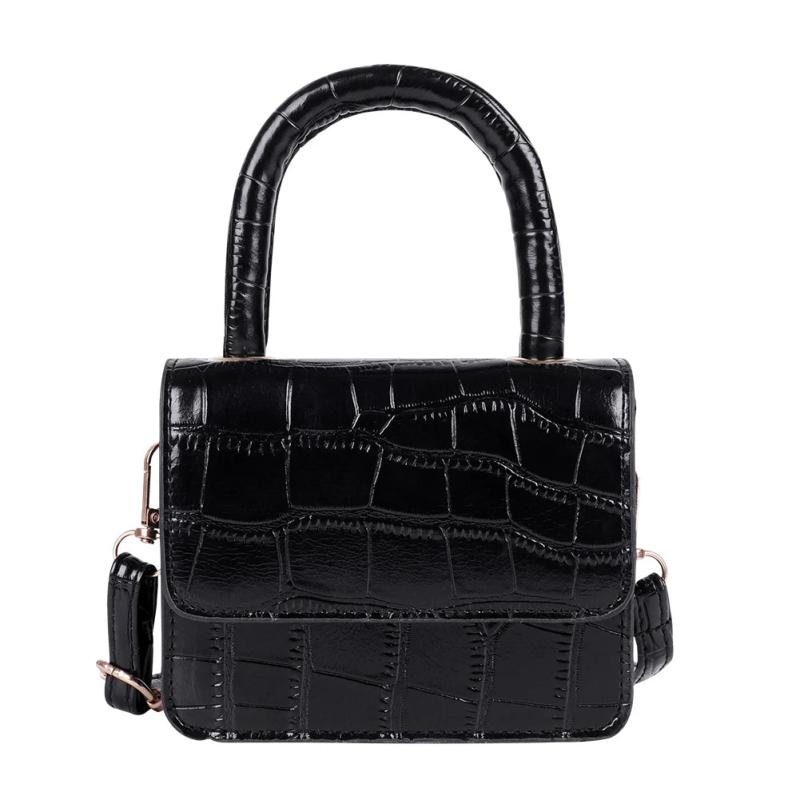 Women Leather Mini Shoulder Handbags Lady Stone Pattern Casual Tote