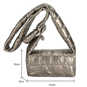 Quilted Shoulder Bag Casual Buckle Nylon Flap