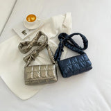 Quilted Shoulder Bag Casual Buckle Nylon Flap