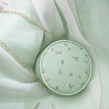 Embroidery Handbag Crossbody Bag Leaves Pattern Round Bag for Women