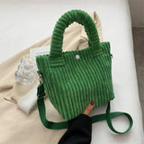 Womens Corduroy Bucket Shoulder Bag