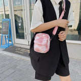 Canvas Small Crossbody Bags Women Dyeing Printing Phone Shoulder Handbag