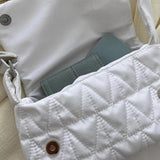 Quilted Rhombus Crossbody Sling Bag Small Square Flap Pocket Wide Strap