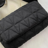 Quilted Rhombus Crossbody Sling Bag Small Square Flap Pocket Wide Strap
