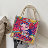 Striped Canvas Tote Bag High Women Girls Beach Handbag