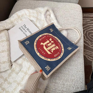 Striped Canvas Shoulder Tote Beach Bag for Women Girls