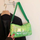 Winter Ladies Shopper Bag Quilted Check Messenger Casual Nylon Soft