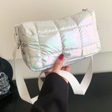 Winter Ladies Shopper Bag Quilted Check Messenger Casual Nylon Soft