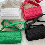 Quilted Rhombus Crossbody Sling Bag Small Square Flap Pocket Wide Strap