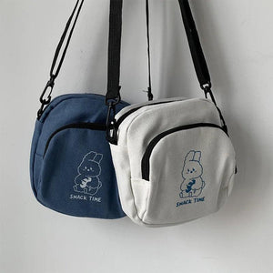 Rabbit Canvas Women Small Crossbody Bag Casual Student Girls Messenger Bags