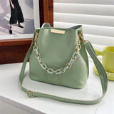 Chain Handle Shoulder Bag Large Capacity Bucket Handbag