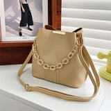 Chain Handle Shoulder Bag Large Capacity Bucket Handbag