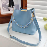 Chain Handle Shoulder Bag Large Capacity Bucket Handbag