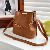 Chain Handle Shoulder Bag Large Capacity Bucket Handbag