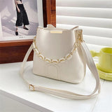 Chain Handle Shoulder Bag Large Capacity Bucket Handbag