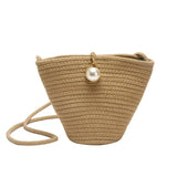 Pearl Dumpling Bag Crossbody Shell Straw Bag Mini Bag