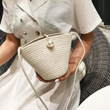 Pearl Dumpling Bag Crossbody Shell Straw Bag Mini Bag