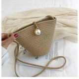 Pearl Dumpling Bag Crossbody Shell Straw Bag Mini Bag