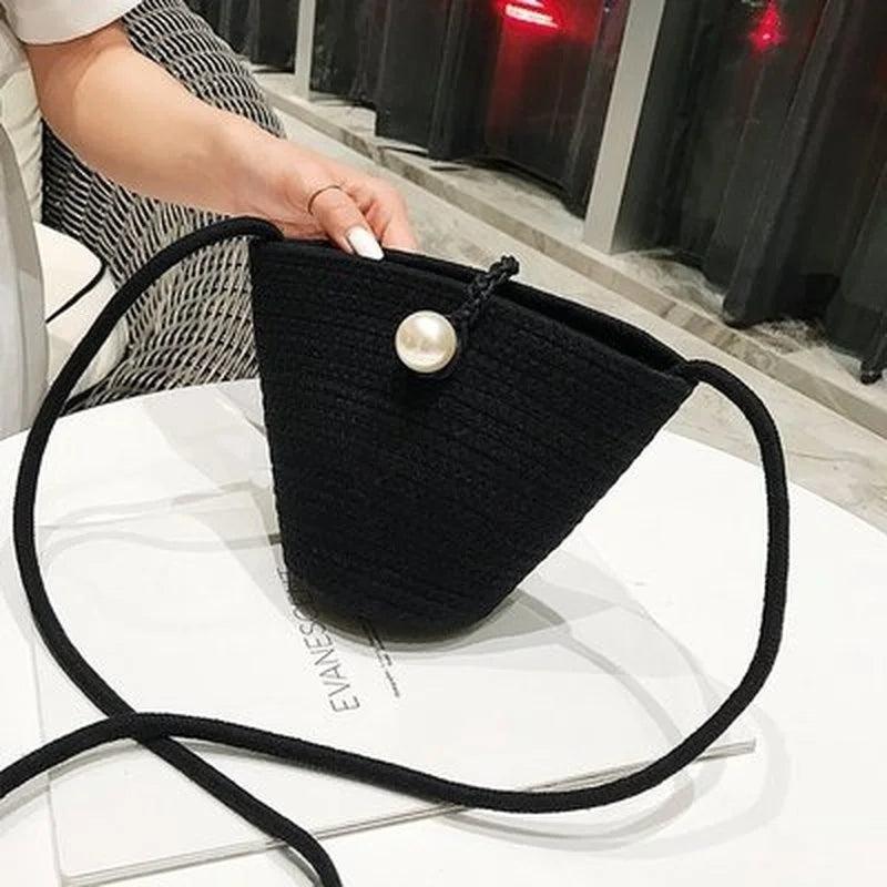 Pearl Dumpling Bag Crossbody Shell Straw Bag Mini Bag