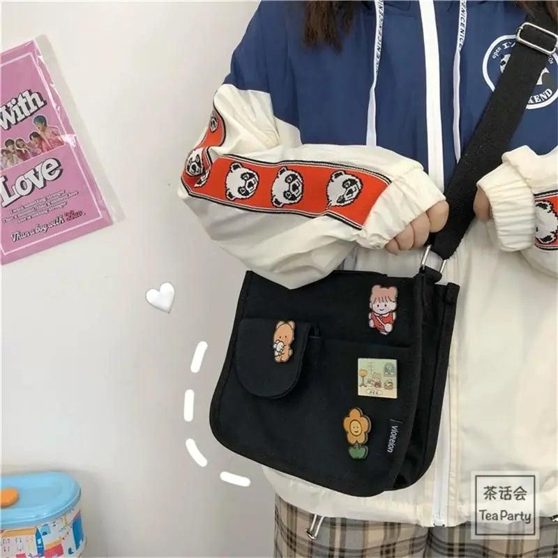 Canvas Messenger Bag Large Capacity Harajuku Japanese Student School Bags