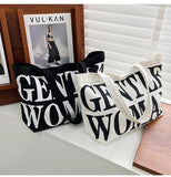 Large Capacity Letter Tote Canvas Handbag Shoulder Bag