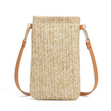 Woven Straw Ladies Crossbody Messenger Bag Summer Beach Rattan Shoulder Pack