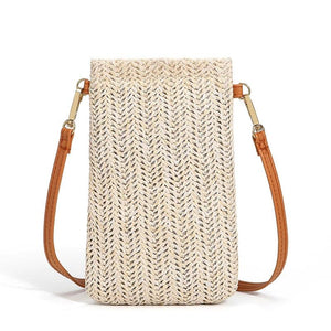 Woven Straw Ladies Crossbody Messenger Bag Summer Beach Rattan Shoulder Pack