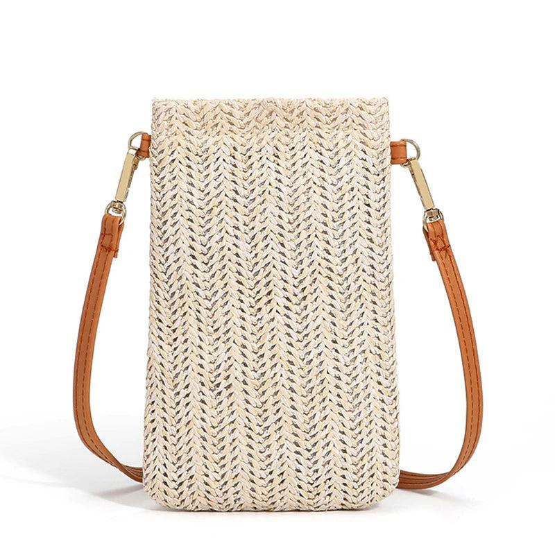 Woven Straw Ladies Crossbody Messenger Bag Summer Beach Rattan Shoulder Pack