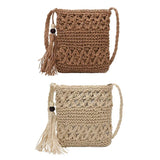 Paper Woven Crossbody Bags Women Casual Summer Beach Vintage Square Bags