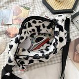 Cows Pattern Plush Tote Bag Large Capacity Shoulder Crossbody Bags