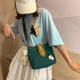 Casual Canvas Tote Bag Zipper Messenger Girls Handbag