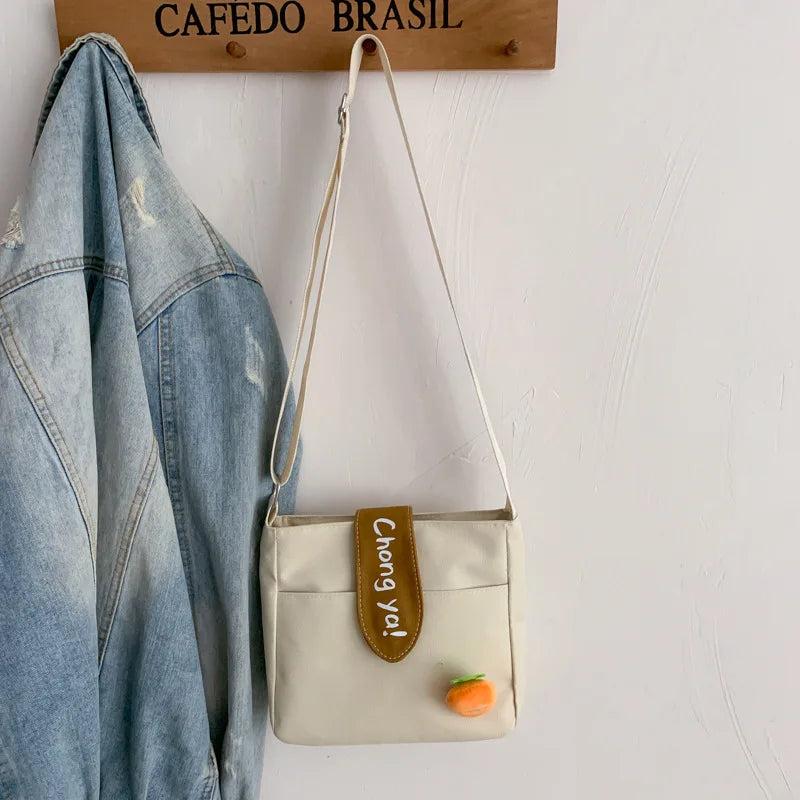 Casual Canvas Tote Bag Zipper Messenger Girls Handbag